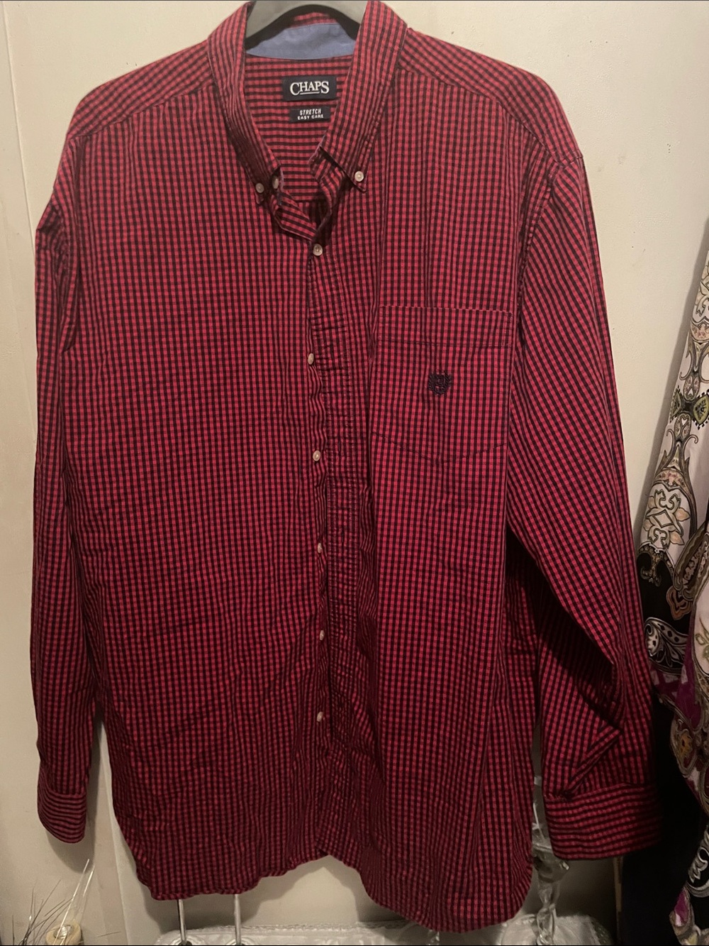Chaps Men’s Red and Black Gingham Button-Down Shirt